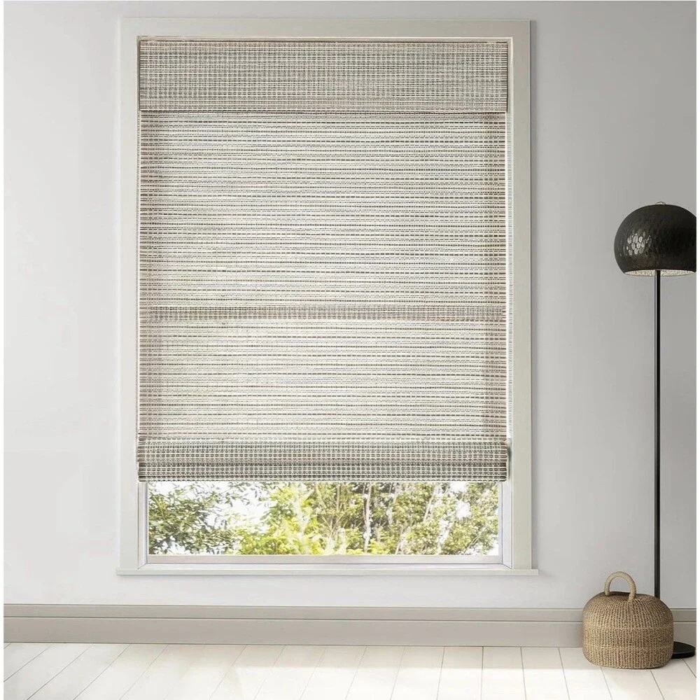 LazBlinds Cordless Bamboo Roman Shades for Windows, 25.5x64, Greystone